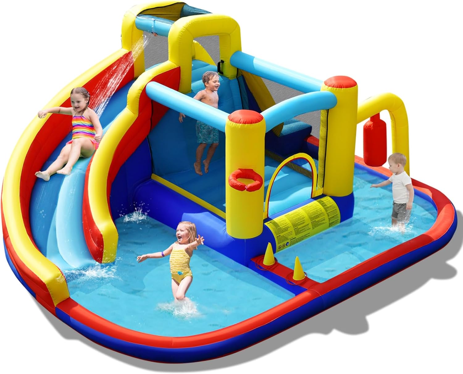 Kids Party Games - 6-in-1 Inflatable Water Park Bounce Castle
