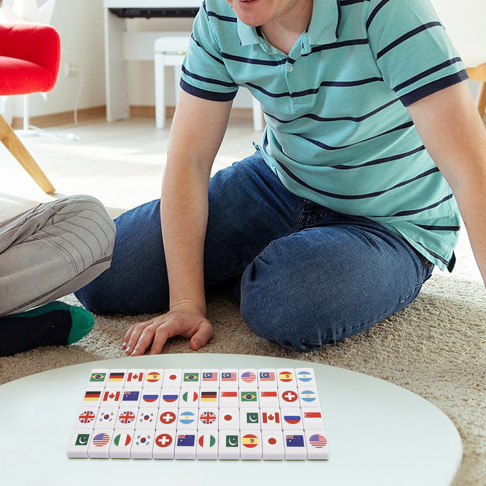 48Pcs National Flags Mahjong S - مراجعة Party Games Elimination وسعره