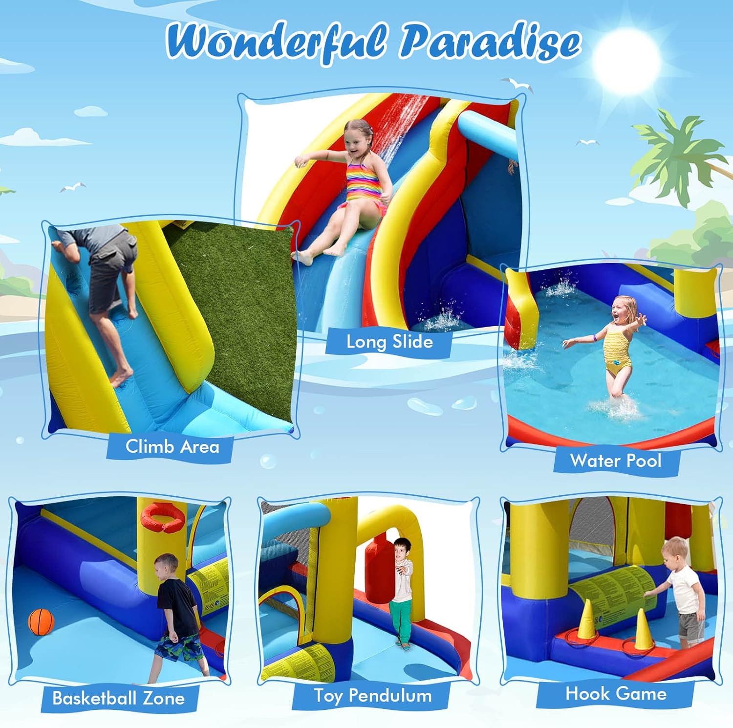 6-in-1 Inflatable Water Park B - مراجعة Kids Party Games وسعره