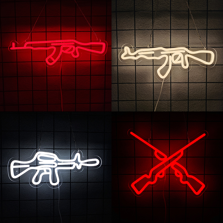 Gun Series Neon Sign For Wall  - مراجعة Party Games Best وسعره