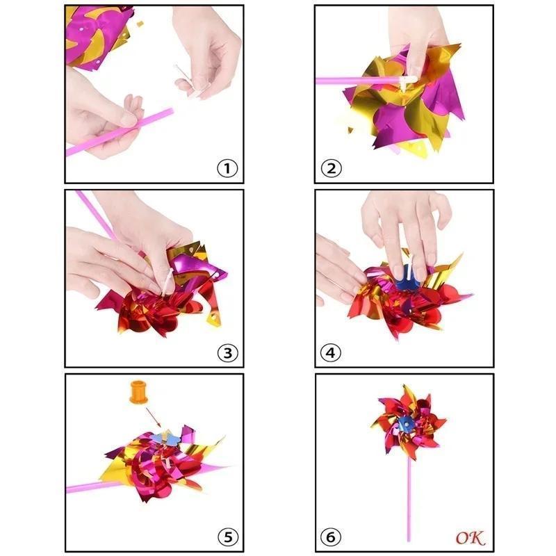 6Pcs Plastic Windmill Pinwheel - مراجعة Games Garden Party وسعره