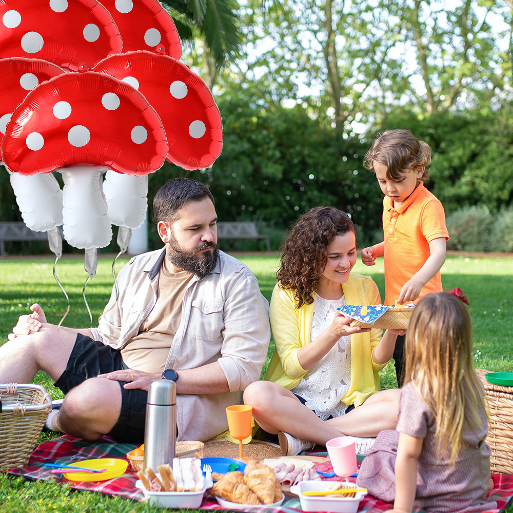 5/3/1Pcs Red Mushroom Foil Bal - مراجعة Games Garden Party وسعره