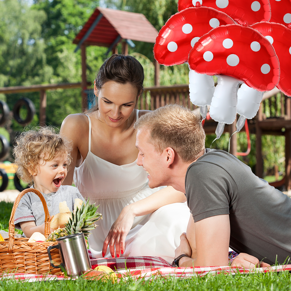 5/3/1Pcs Red Mushroom Foil Bal - مراجعة Games Garden Party وسعره