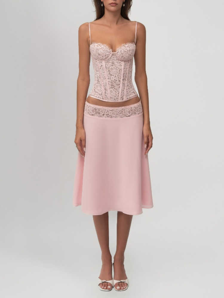 Chic Pink Lace Corset Two-Piec - مراجعة Party Games Mini وسعره